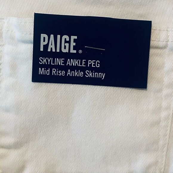 PAIGE | Paige Skyline Ankle Peg White mid rise Jeans with Raw Hem NWT size 26 - Picture 8 of 11